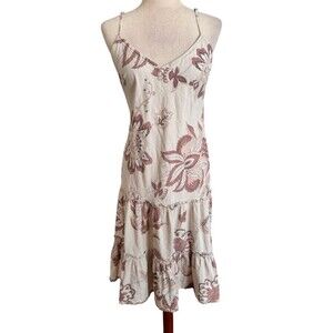 Sisley Cream Midi Dress with Mauve Floral Print